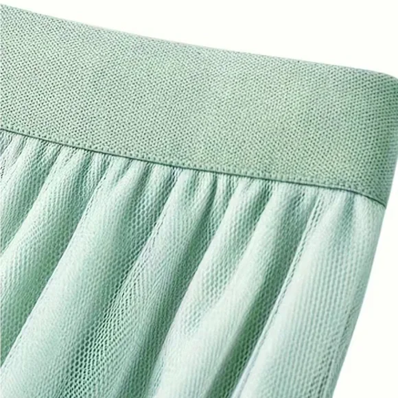 Luxe mesh asymmetrical hem maxi skirt - Picture 7 of 15